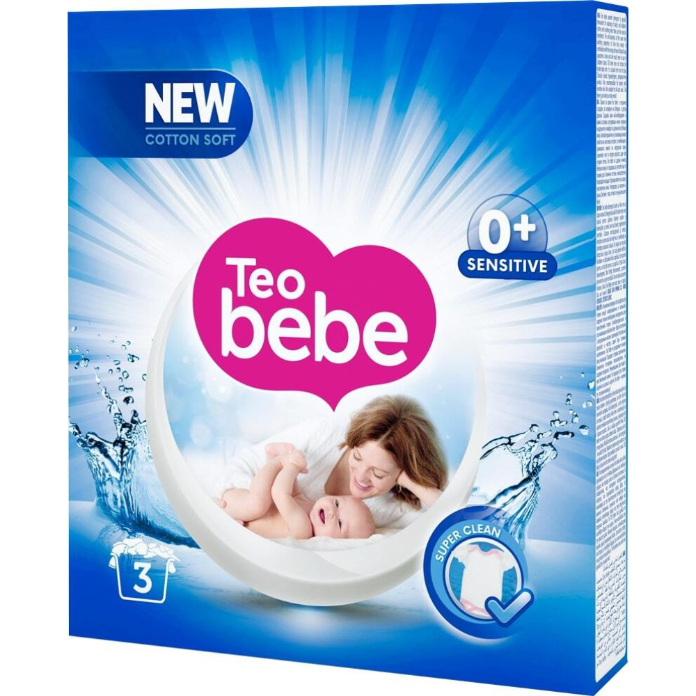 TEO BEBE SENSITIVE 0+ БАДЕМ прах за пране на бебешки дрехи 225 г /3 пранета/