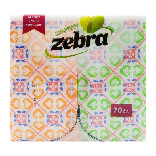 ЗЕБРА САЛФЕТКИ 33/33 СГЪНАТИ х 70 бр