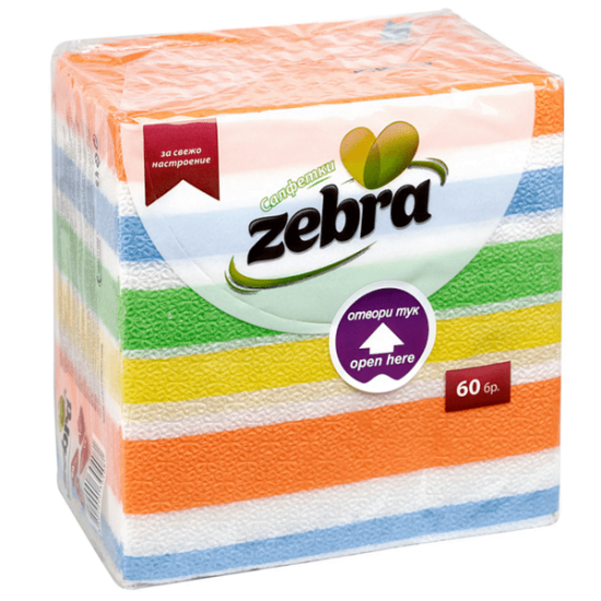 ЗЕБРА САЛФЕТКИ /ЦВЕТНИ/ х 60 бр