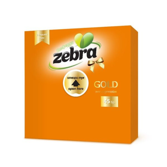 ЗЕБРА GOLD САЛФЕТКИ /ОРАНЖЕВИ/ х 45 бр