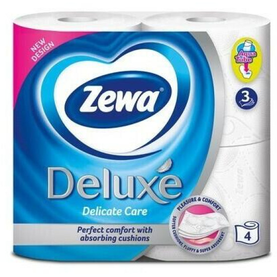 ЗЕВА ДЕЛУКС DELICATE CARE ТОАЛЕТНА ХАРТИЯ х 4 бр