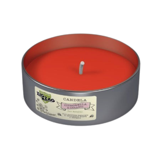 ЗИГ ЗАГ CITRONELLA E GERANIO 9h свещ против комари с аромат 9.6 см