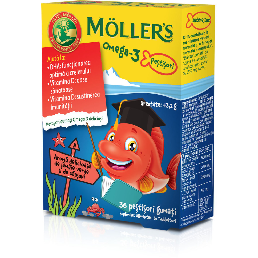 МЬОЛЕРС желирани рибки с вкус на ягода х 36 бр - Витамини, минерали и антиоксиданти