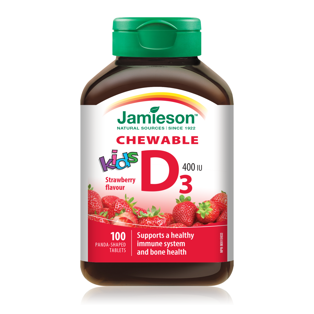 Витамин D3 за деца 400UI с вкус на ягода, таблетки х 100, Jamieson -