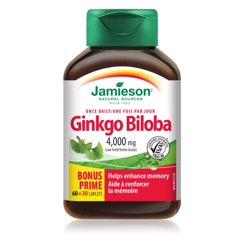 Jamieson Гинко Билоба 80 мг x60 + 30 таблетки - За възрастни