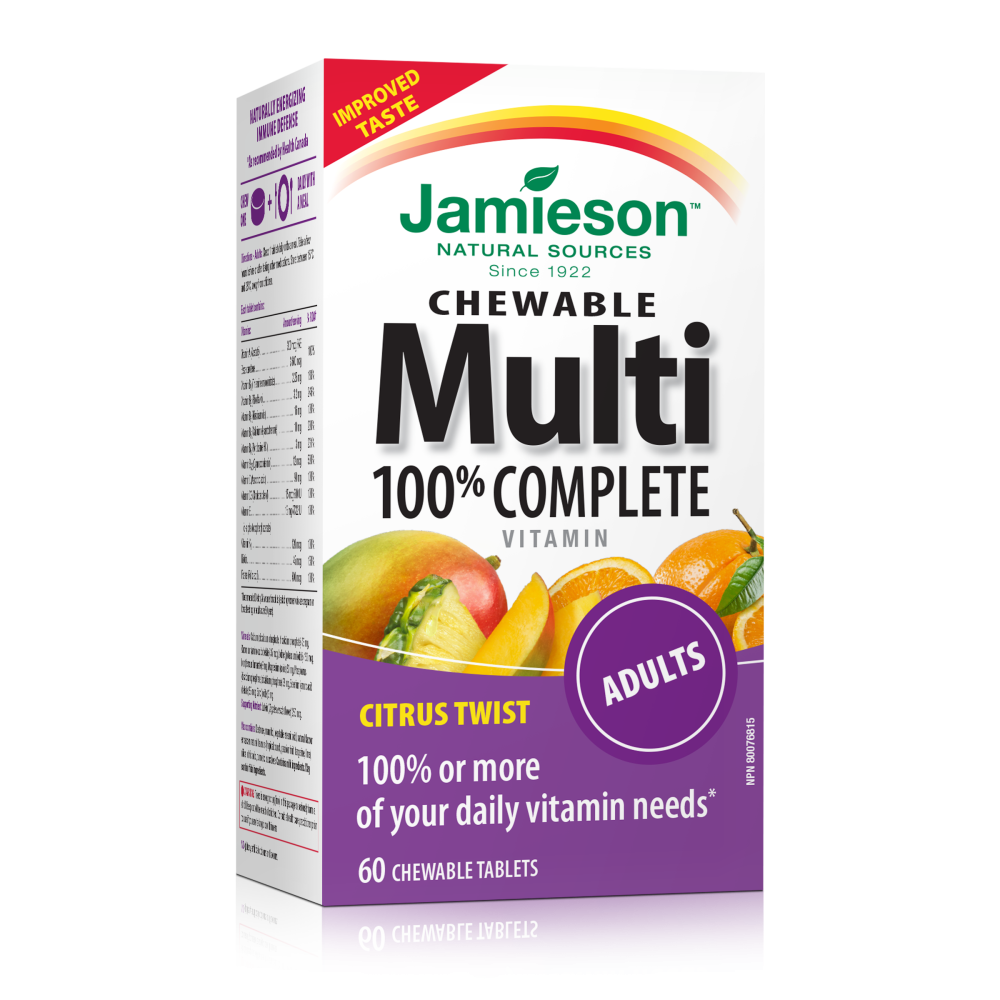 MULTI Мултивитамини за възрастни с вкус на тропически плодове, дъвчащи таблетки х 60, Jamieson -