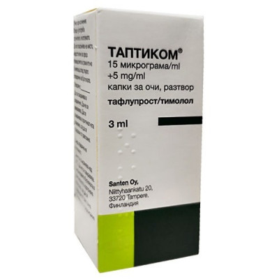 ТАПТИКОМ капки за очи 15 мкг/мл + 5 мг/мл фл 3 мл х 1 бр