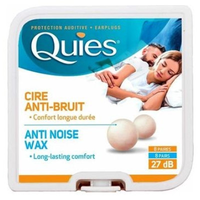 QUIES ANTI NOISE WAX восъчни тапи за уши 27 dB за еднократна употреба за възрастни х 8 чифта