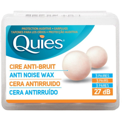 ТАПИ ЗА УШИ QUIES ANTI NOISE WAX ВОСЪЧНИ (кръгли) 27 dB х 3 чифта