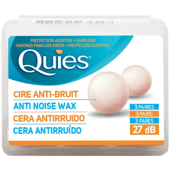 ТАПИ ЗА УШИ QUIES ANTI NOISE WAX ВОСЪЧНИ (кръгли) 27 dB х 3 чифта