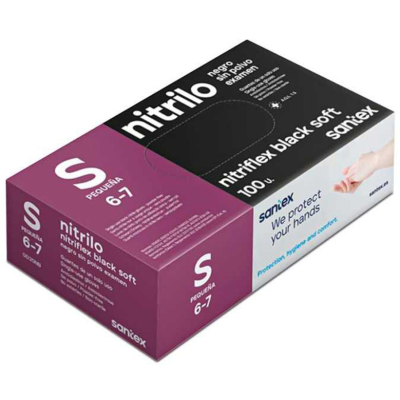 РЪКАВИЦИ НИТРИЛНИ НЕСТЕРИЛНИ NITRILO NITRIFLEX BLACK SOFT S 6-7 х 100 бр