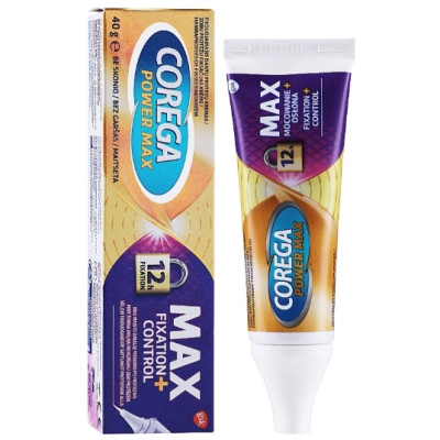 КОРЕГА POWER MAX FIX + CONTROL фиксиращ крем за зъбни протези 40 г