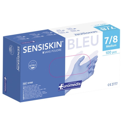 РЪКАВИЦИ НИТРИЛНИ EUROMEDIS SENSISKIN BLUE М х 100 бр /без талк/