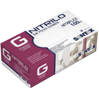 РЪКАВИЦИ НИТРИЛНИ НЕСТЕРИЛНИ NITRILO NITRIFLEX BLUE L 8-9 х 100 бр SANTEX