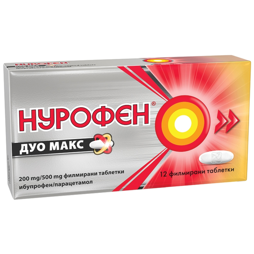 НУРОФЕН ДУО МАКС табл 200 мг/500 мг x 12 бр - Болка