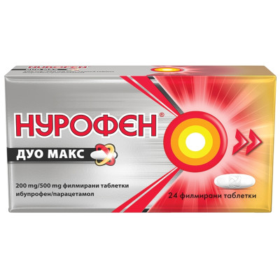 НУРОФЕН ДУО МАКС табл 200 мг/500 мг x 24 бр