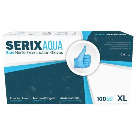 РЪКАВИЦИ НЕСТЕРИЛНИ НИТРИЛНИ БЕЗ ПУДРА SERIX СИНИ XL х 100 бр