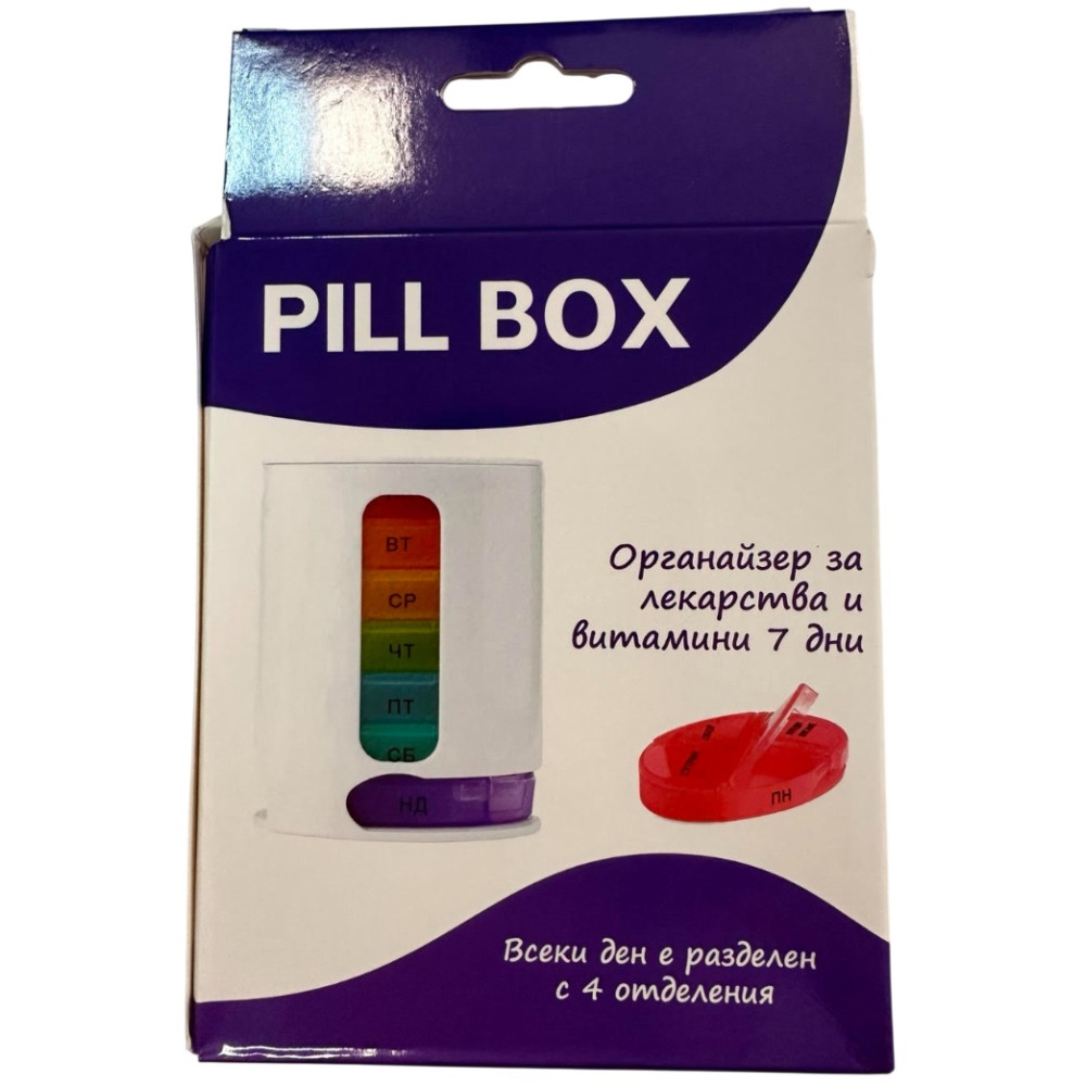 КУТИЯ ЗА ЛЕКАРСТВА ПЛАСТМАСОВА С 4 ОТДЕЛЕНИЯ ЗА 7 ДНИ PULL BOX - Санитарни материали и медицински принадлежности