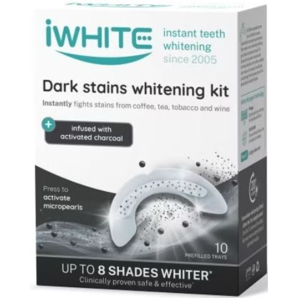 АЙ УАЙТ DARK STAINS WHITENING KIT ИЗБЕЛВАЩ КОМПЛЕКТ гел-шини за избелване х 10 бр - Орална хигиена