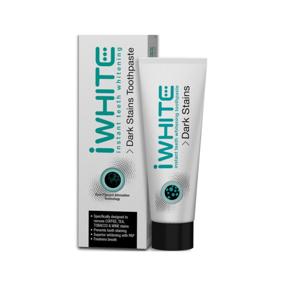 АЙ УАЙТ DARK STAINS WHITENING избелваща паста за зъби с активен въглен 75 мл
