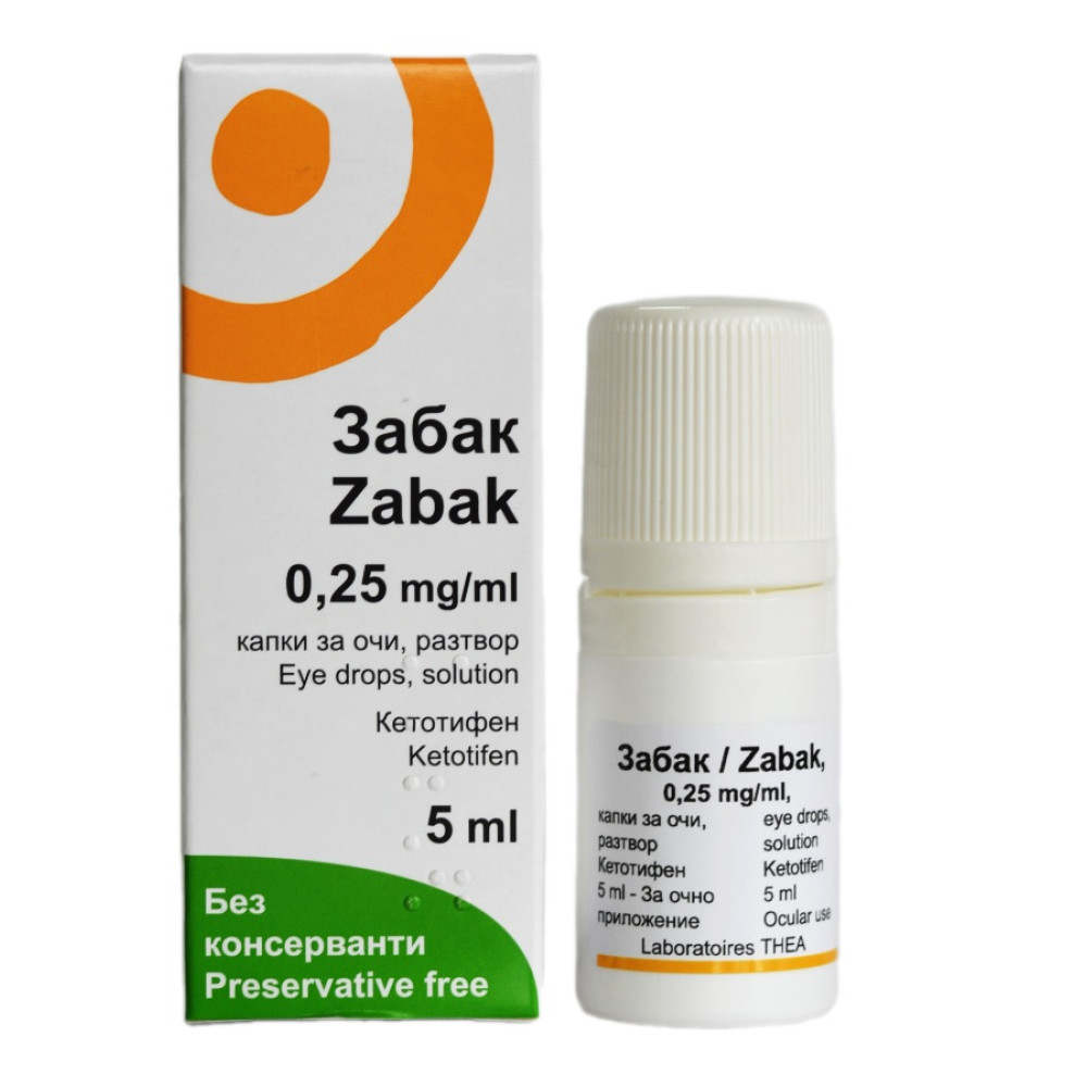 Zabac eye drops 0.25 mg/ml 5 ml / Забак капки за очи 0.25 мг/мл 5 мл - Алергия Zabac eye drops 0.25 mg/ml 5 ml / Забак капки за очи 0.25 мг/мл 5 мл - Алергия
