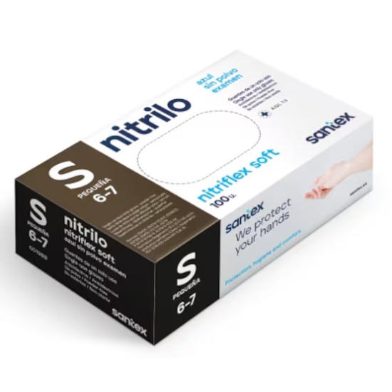 РЪКАВИЦИ НИТРИЛНИ НЕСТЕРИЛНИ NITRILO NITRIFLEX SOFT S 6-7 х 100 бр SANTEX