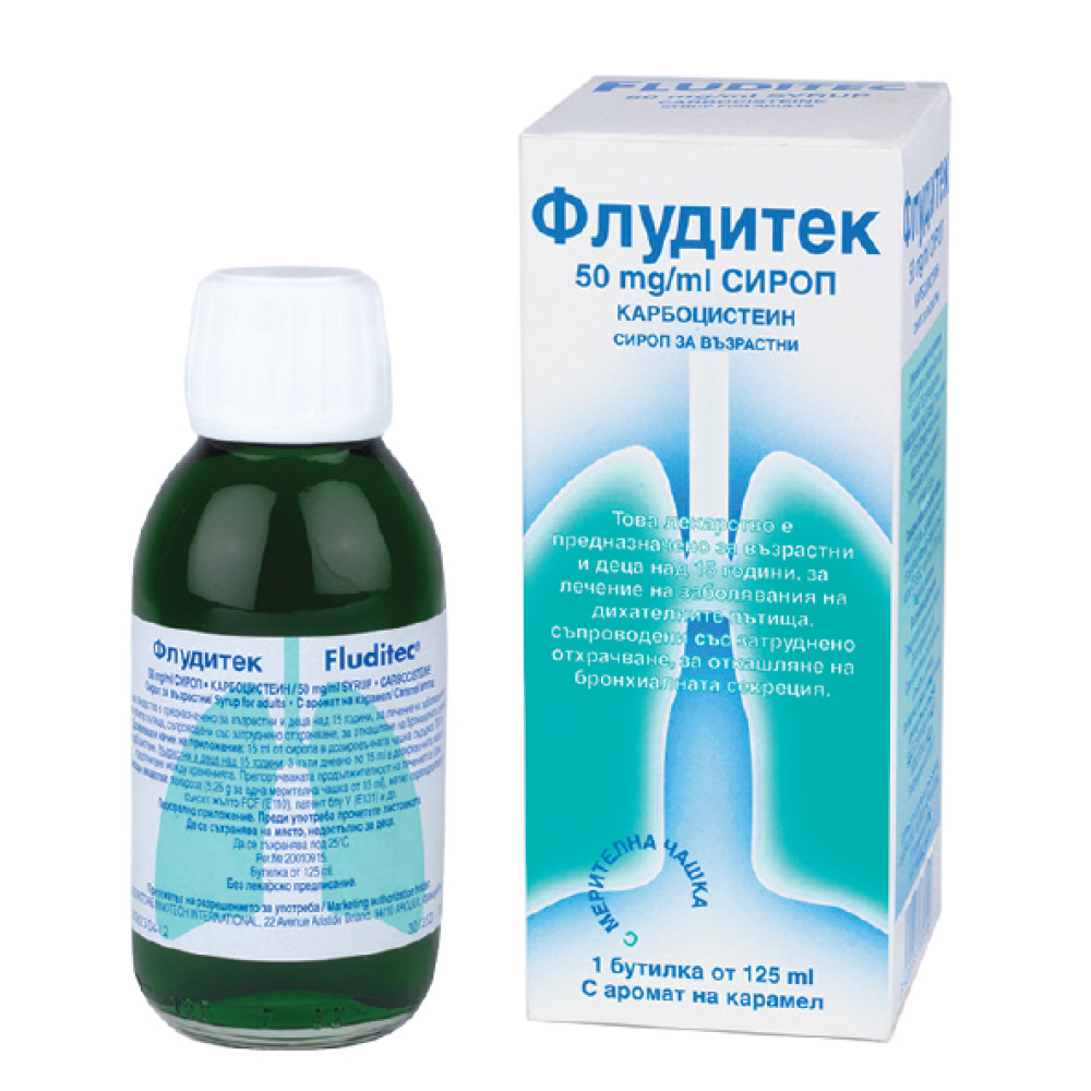 Fluditec 50 mg/ml syrup 125 ml / Флудитек 50 mg/ml сироп 125 ml - Кашлица и гърло