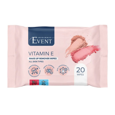 ЕВЕНТ VITAMIN E MAKE-UP REMOVER WIPES мокри кърпички за грим за всеки тип кожа х 20 бр