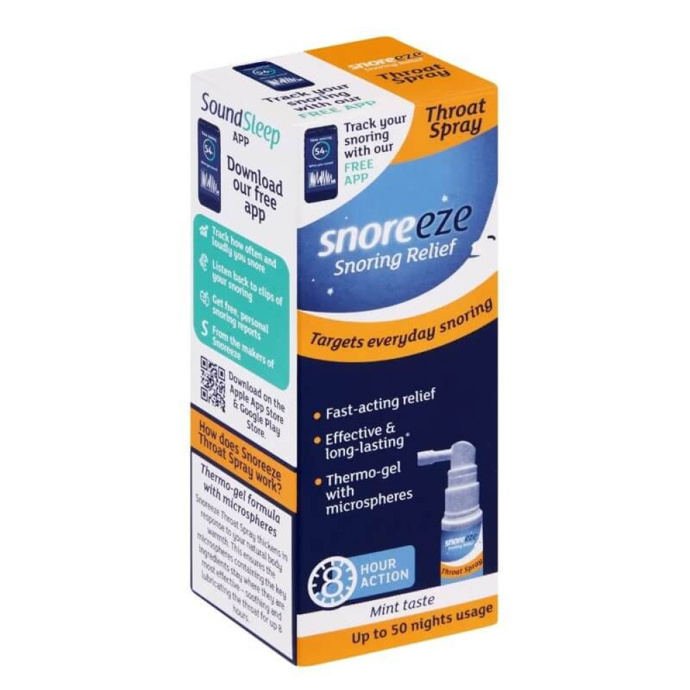 Snoreezel spray against snoring 22 ml / Снорийз спрей против хъркане 22 мл - Кашлица и гърло