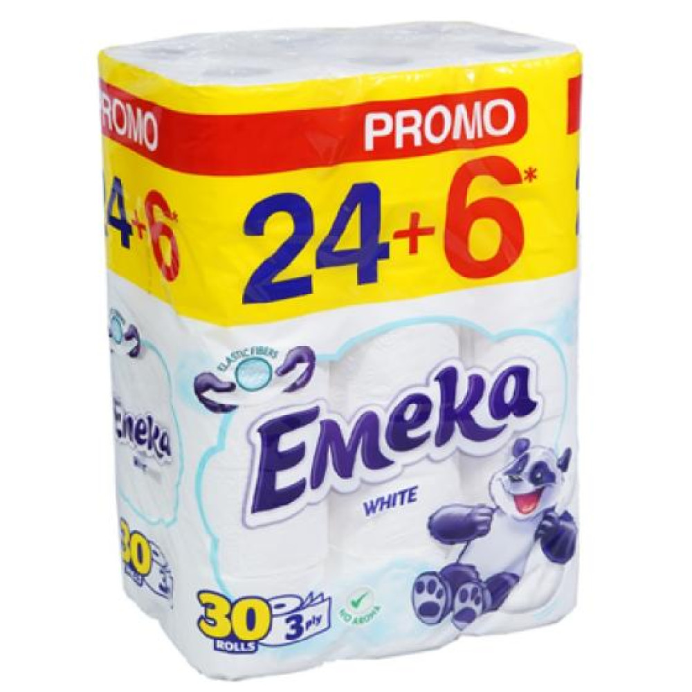 ТОАЛЕТНА ХАРТИЯ ЕМЕКА WHITE ПРОМО х 24 + 6 /30/ бр - За баня и WC