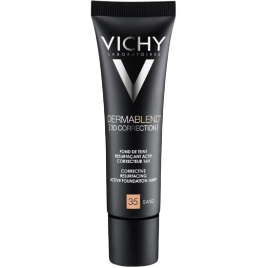 VICHY DERMABLEND 3D CORRECTION SAND 35 SPF25 коригиращ фон дьо тен за мазна кожа склонна към акне пясъчен цвят 30 мл