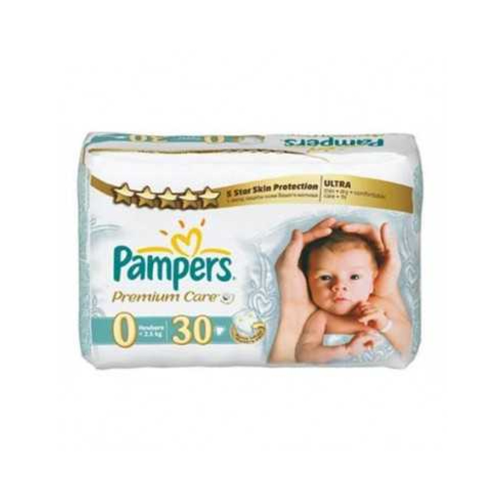 Pampers 0 Premium care for newborn babies up to 2.5 kg 30 pieces / Памперс 0 Премиум грижа за новородени до 2.5 кг 30 броя - Памперси