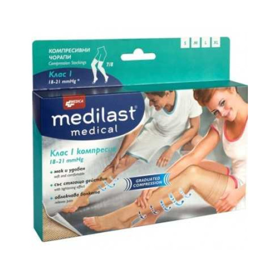ЧОРАП КОМПРЕСИВЕН MEDILAST р-р М 3/4 х 1 бр /клас 1/