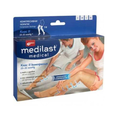 ЧОРАП КОМПРЕСИВЕН MEDILAST р-р М 7/8 х 1 бр /клас 2/