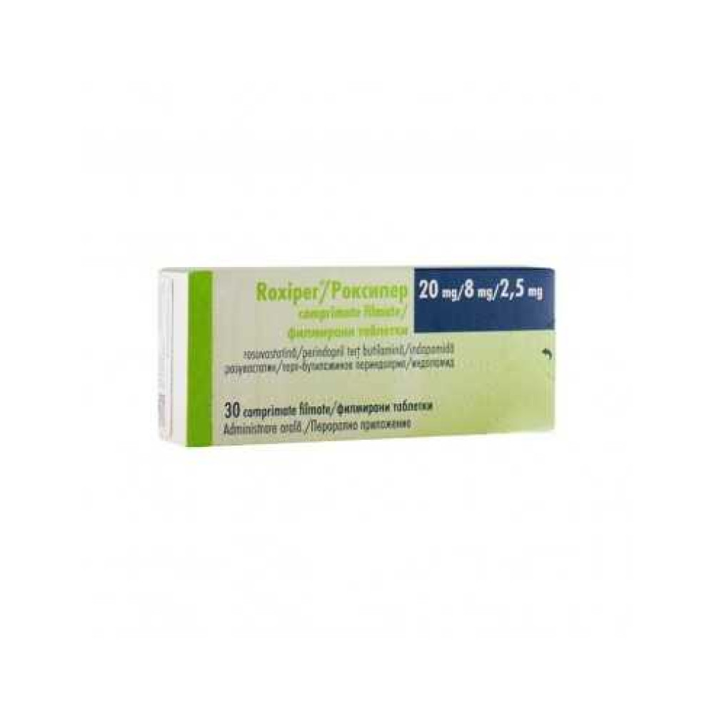 Роксипер 20 мг/ 8 мг/ 2,5 мг х30 филмирани таблетки - Лекарства с рецепта