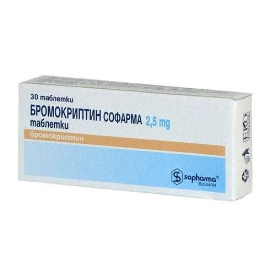 ᐉ БРОМОКРИПТИН СОФАРМА табл 2.5 мг х 30 бр