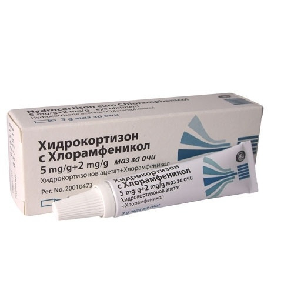 Hybrocortison cum Chloramphenicol ointment ophthalmologist 3 g / Хидрокортизон с Хлорамфеникол унгвент офталник 3 гр - Лекарства с рецепта