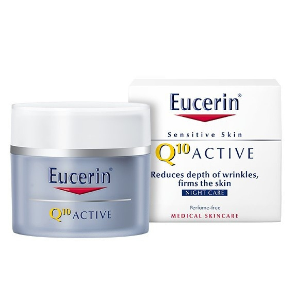 Eucerin Q10 Active Подхранващ нощен крем против бръчки 50 мл - Кремове за лице