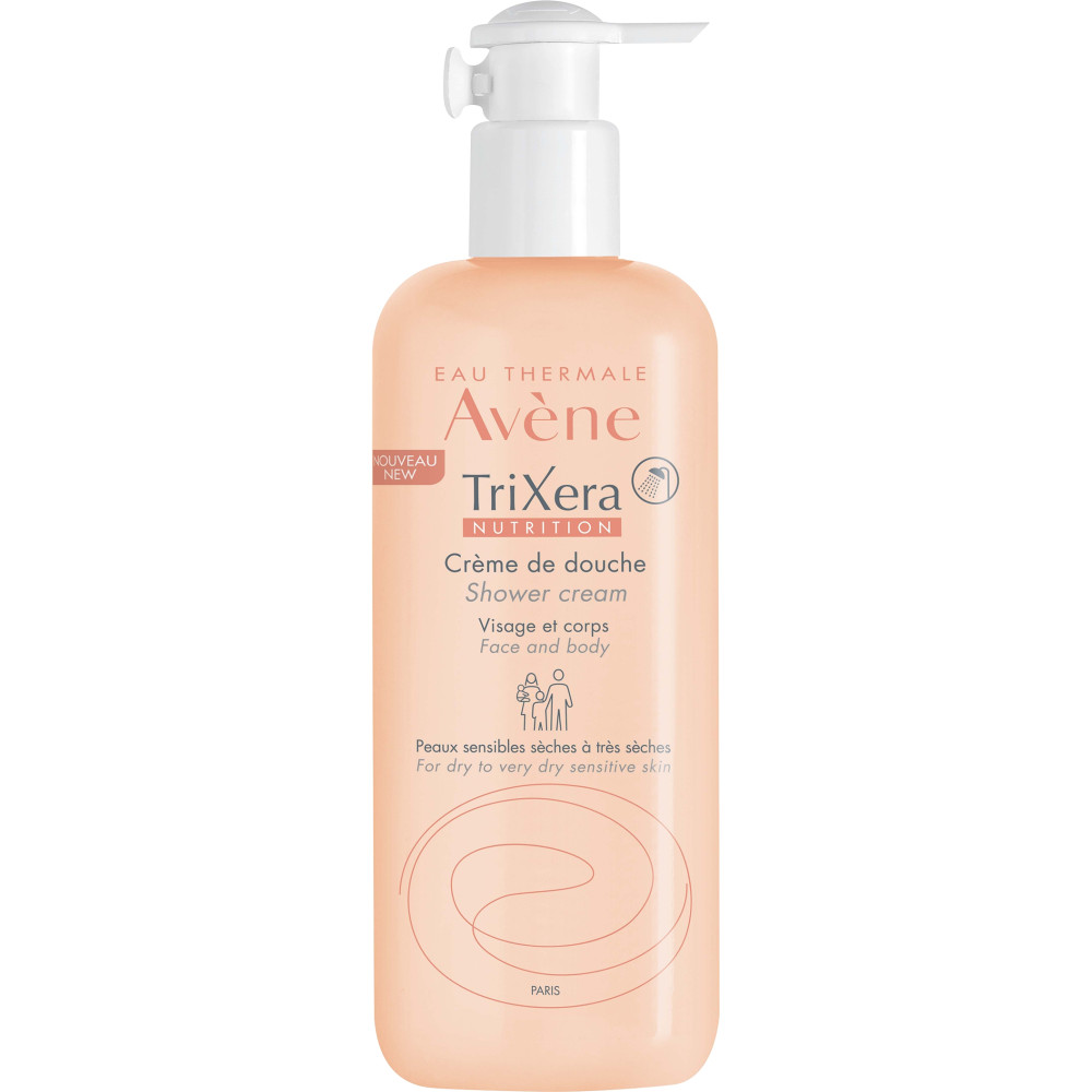 Avene Trixera Nutrition Почистващ душ крем за лице и тяло за цялото семейство 500 мл -