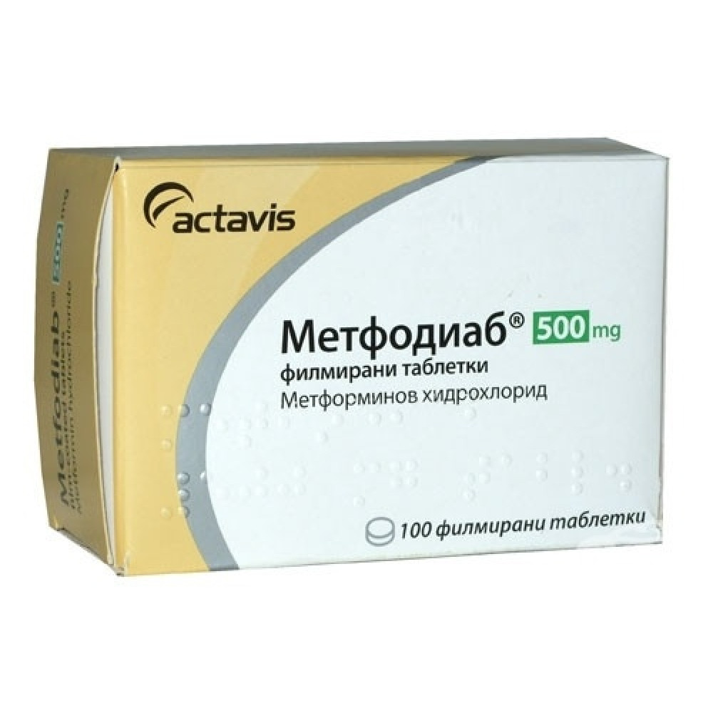 Metfodiab 500 mg 100 film-coated tablets / Метфодиаб 500 мг. 100 филмирани таблетки - Лекарства с рецепта