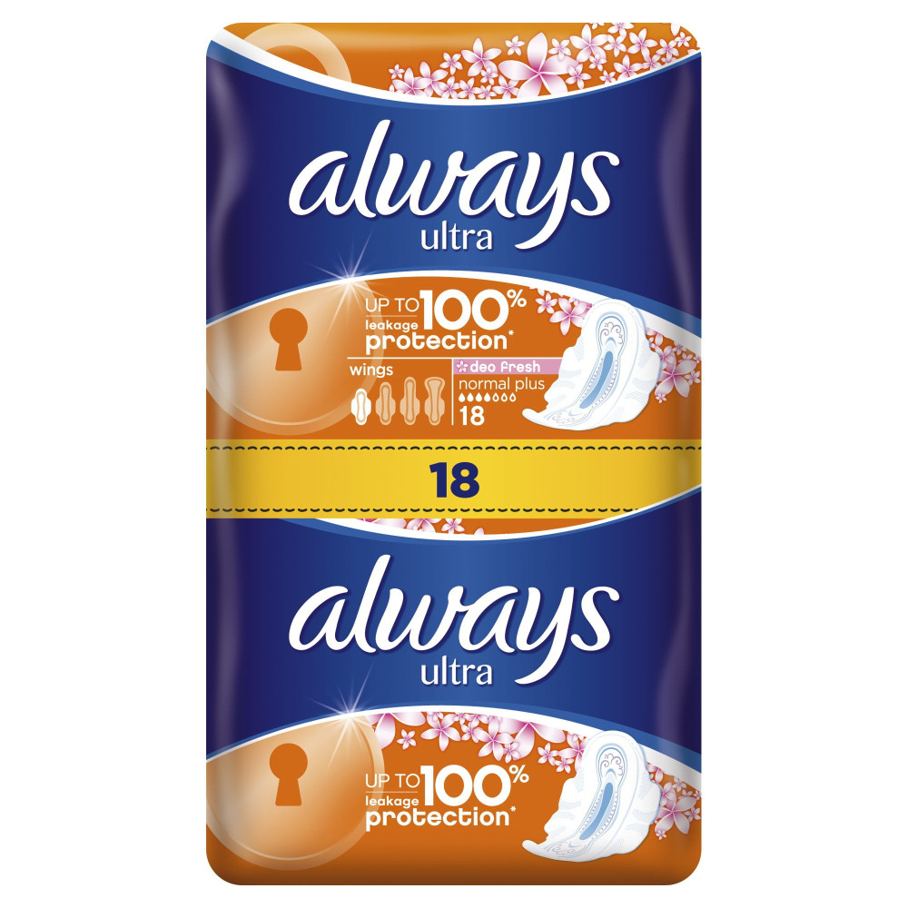 Always Ultra Fresh Дамски превръзки, ДУО х 18 броя -