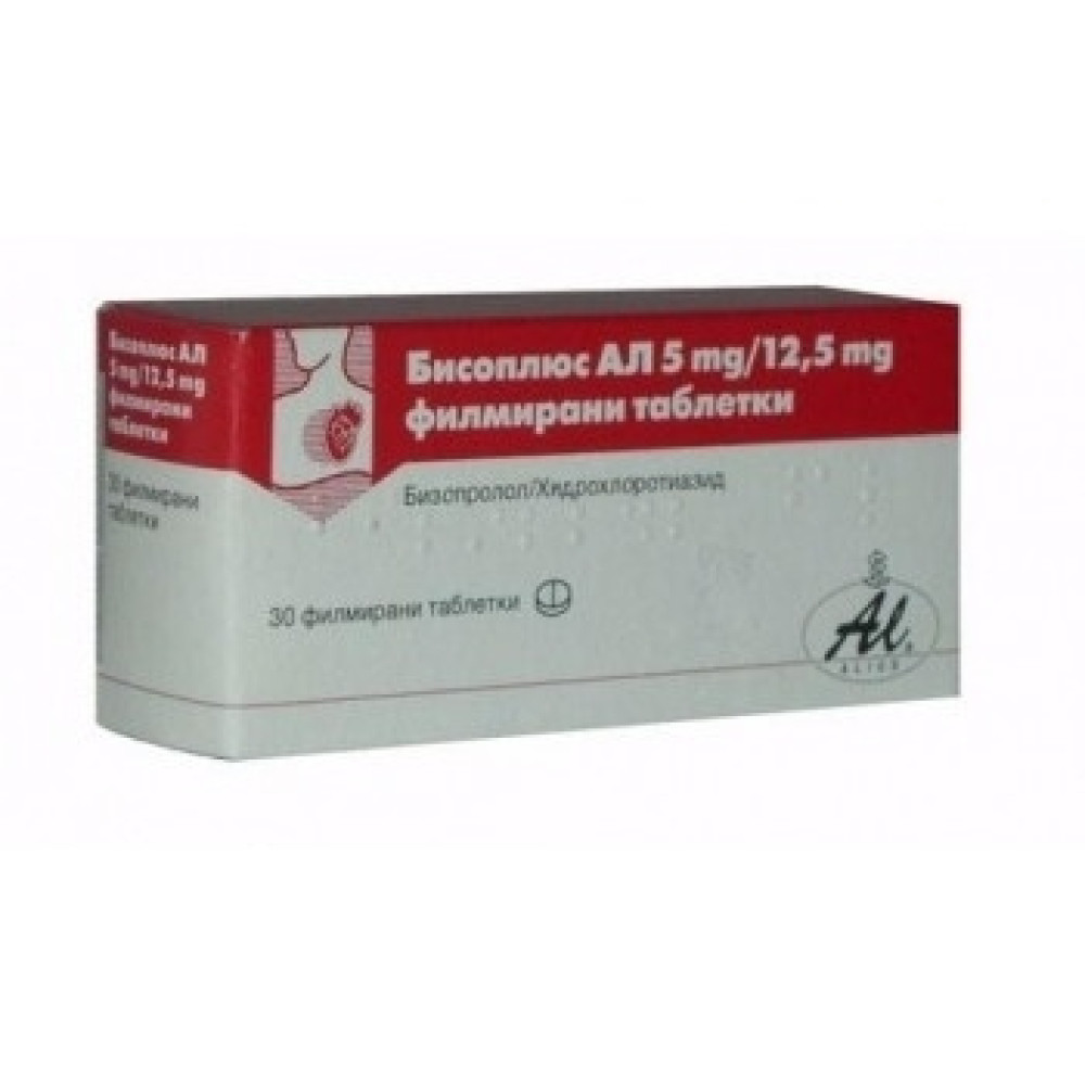 Бисоплюс AL 5 mg/12,5 mg х 30 филмирани таблетки - Лекарства с рецепта