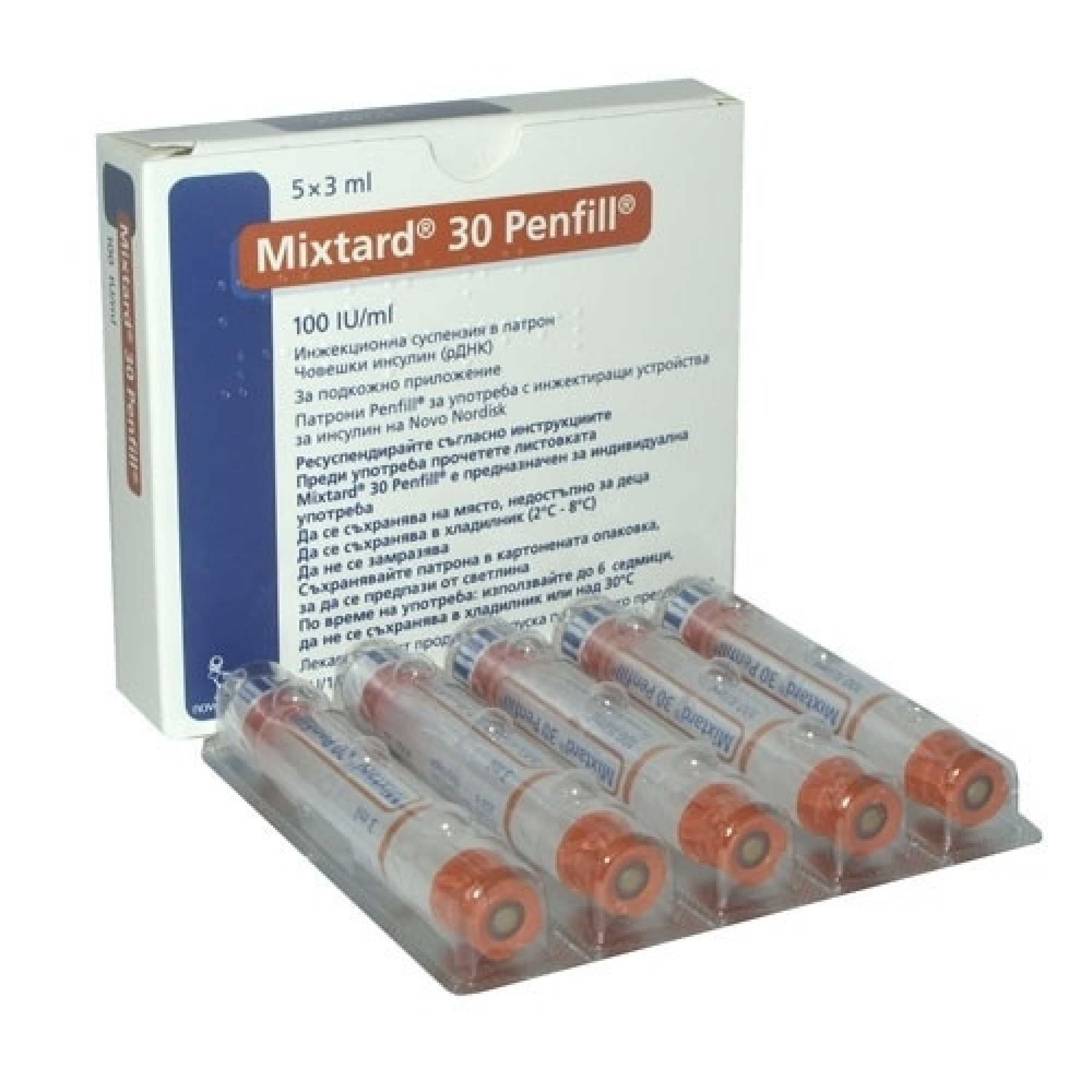 ИНСУЛИН Mixtard 30 HM Penfill 100 IU/мл 3 мл х 5 бр | Аптека Феникс