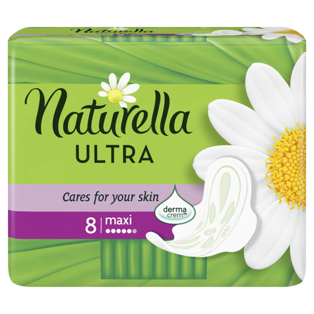 Women's dressings Naturella Ultra Maxi chamomile 8 pcs / Дамски превръзки Натурела Ултра Макси лайка 8 бр - Превръзки и тампони