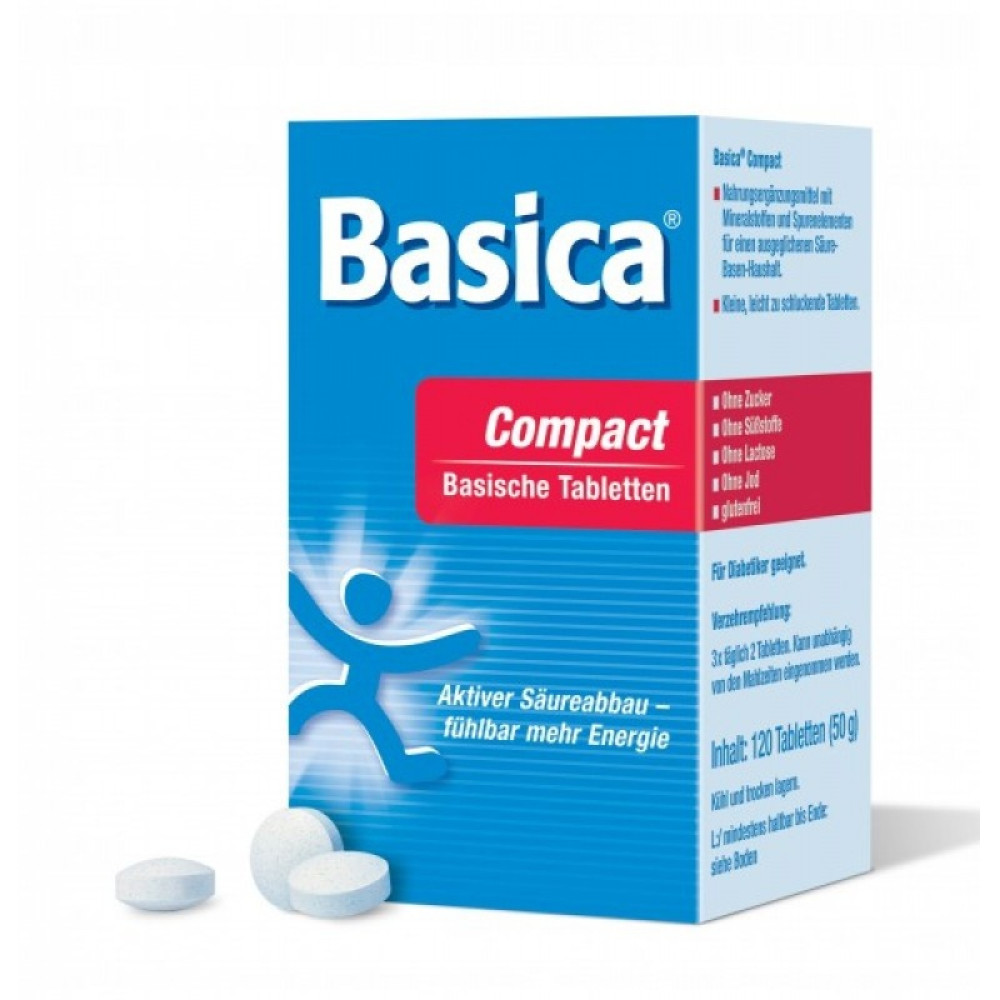 Базика Компакт, Хранителна добавка за нормализиране на киселинно-алкалния баланс, 120 таблетки -