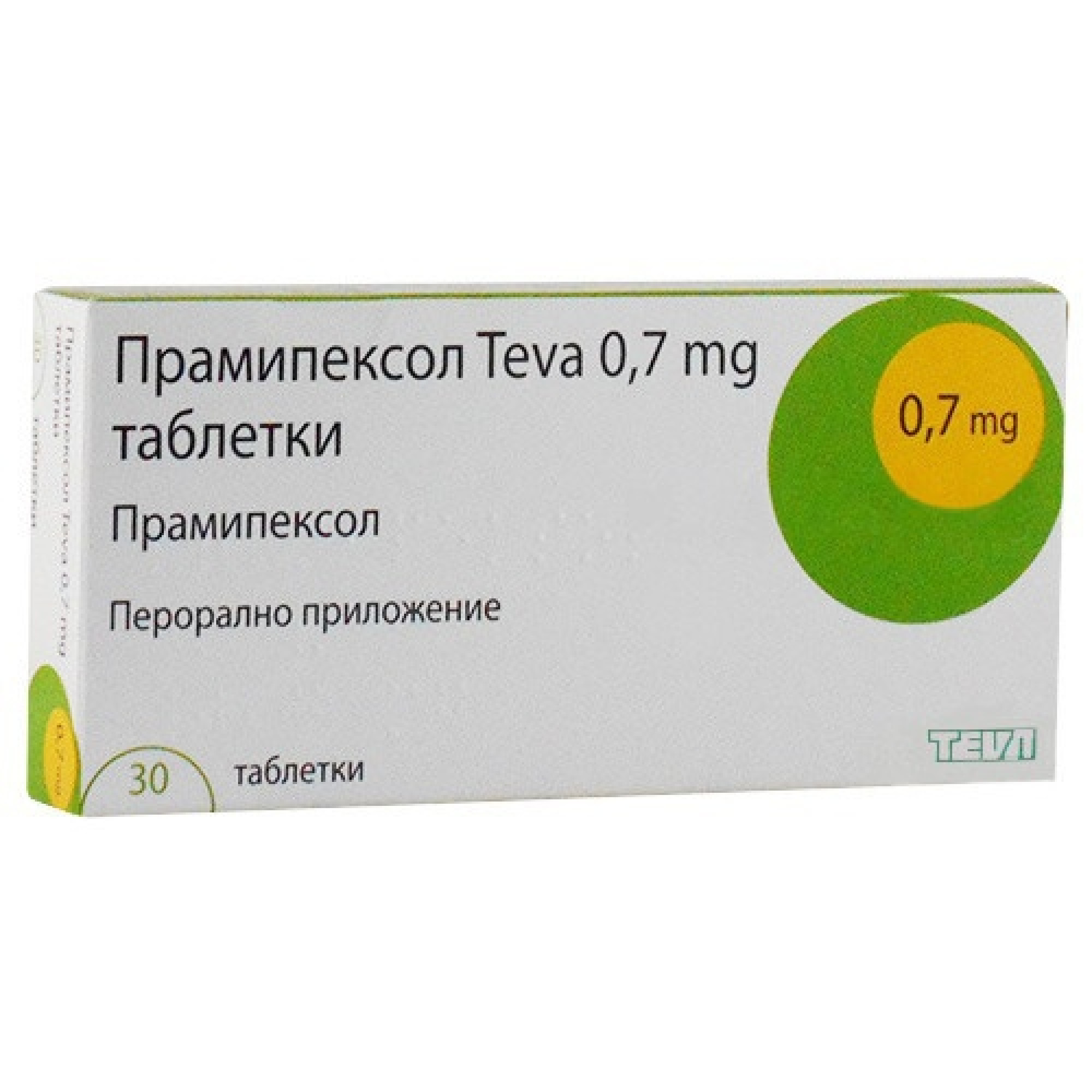 ПРАМИПЕКСОЛ ТЕВА табл 0.70 мг/1 мг х 30 бр | Аптека Феникс