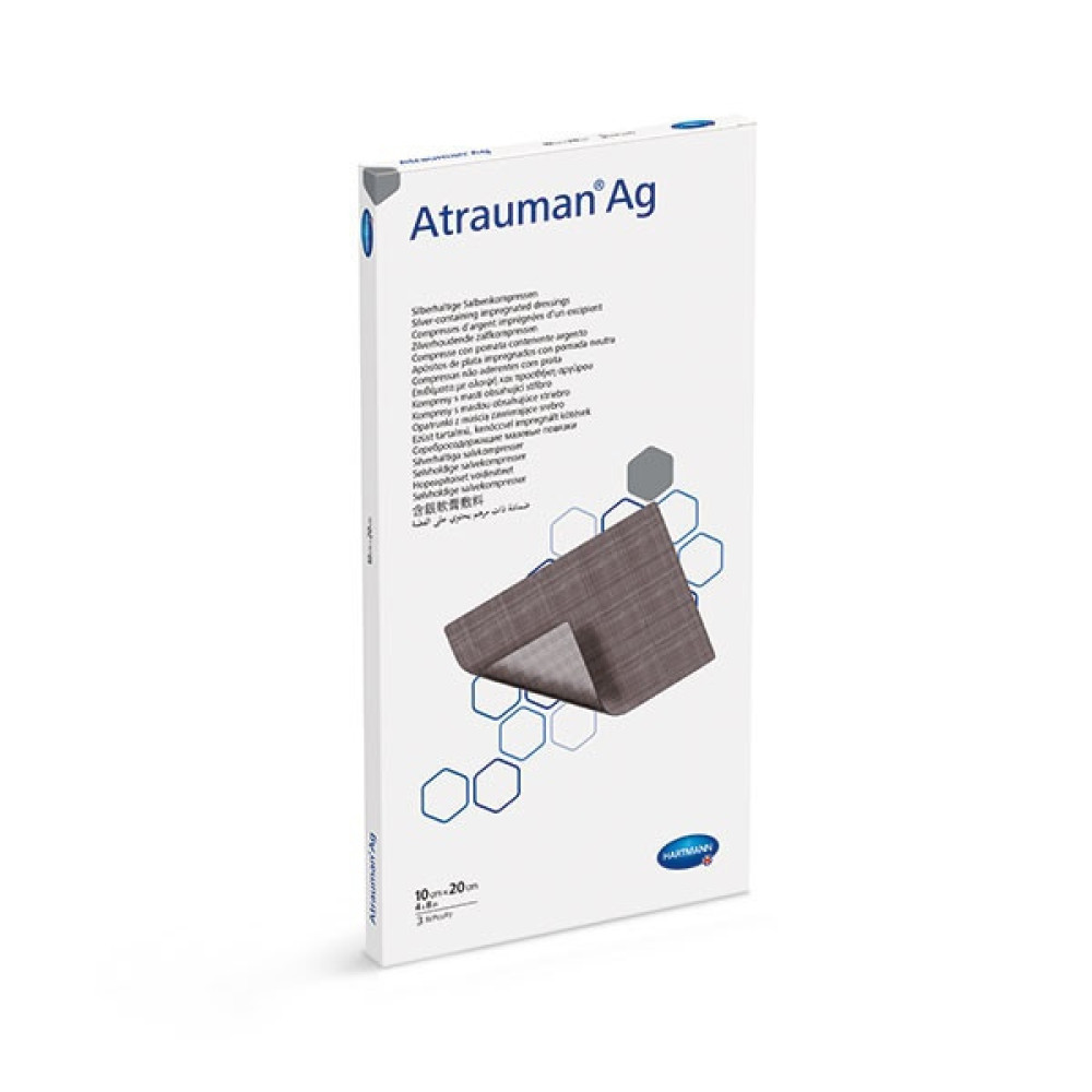 Hartmann Atrauman Ag мазева превръзка с контактен слой, импрегниран със сребро 10см/20см х 3 броя -