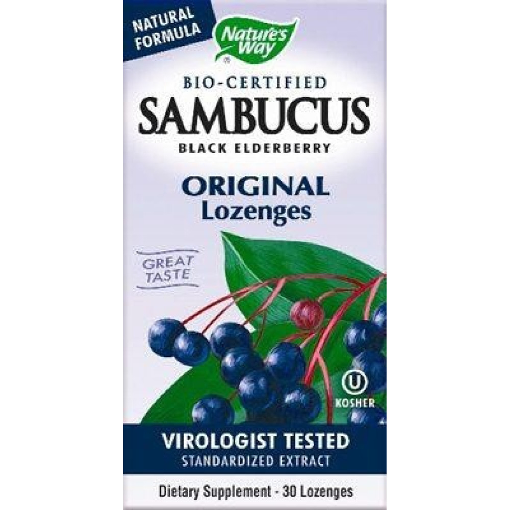 Sambucus (Самбукус) Противовирусно и имуноукрепващо средство с черен бъз, 200мг, 30 таблетки, Nature's way -