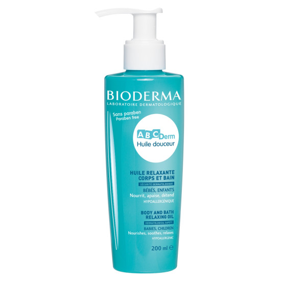 BIODERMA ABCDERM Body and Bath Relaxing Oil успокояващо масажно олио за бебета и деца 200 мл