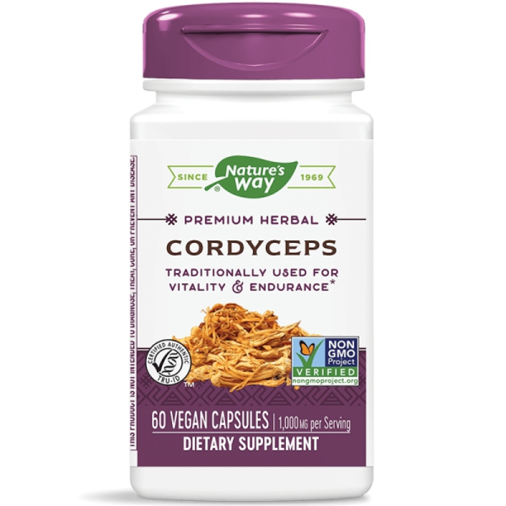 Cordyceps (Кордицепс) за имунитет, жизненост и издръжливост, 500мг, 60 капсули, Nature's way -